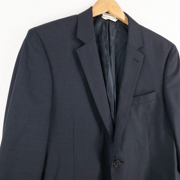 Jhane Barnes Blazer Jacket Mens 40R Blue 100% Wool Two Button Athletic Fit - Picture 2 of 14